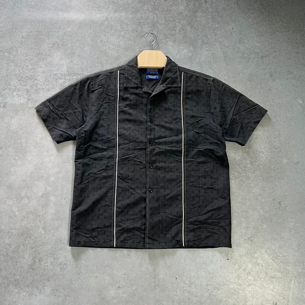 Pendleton Biscayne Shirt Men’s Large Grey Vintage 90s Rayon Bowling Camp Top